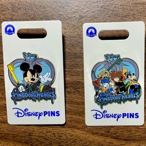 2 Disney Kingdom Hearts Character Pins 1-Mickey and 1-Anime w/ Donald D & Goofy